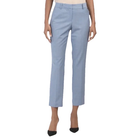 THEORY Izelle S Adrian Suiting Stretch Ankle Pant Size 8 Light Blue Denim - Picture 1 of 7
